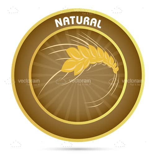 Natural Brown Badge with Wheat and Text